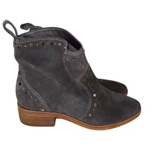 Dolce Vita Gray Suede Studded Western Ankle Booties Size 7.5